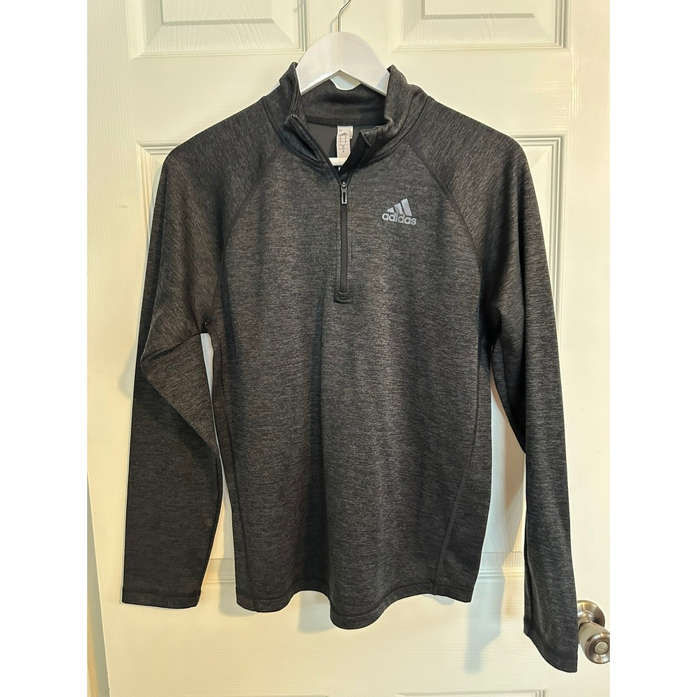 Adidas Womens Dark Gray Heathered 1/4 Zip Long‎ Sleeve Pullover